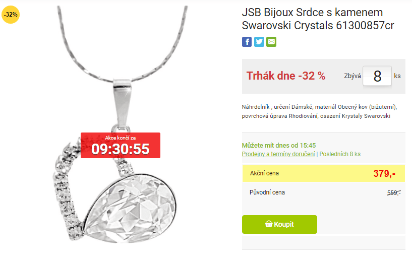 Náhrdelník Srdce s kamenem Swarovski