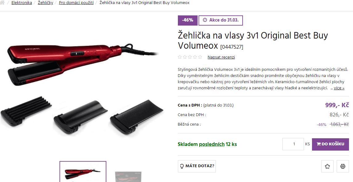 Žehlička na vlasy 3v1 Original Best Buy Volumeox