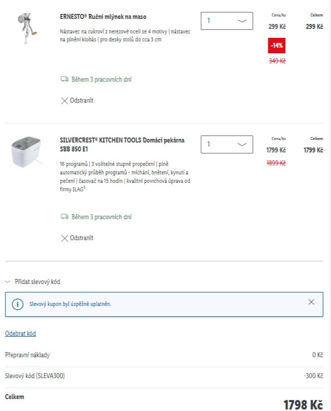 Lidl - sleva 300 Kč z nákupu nad 2000