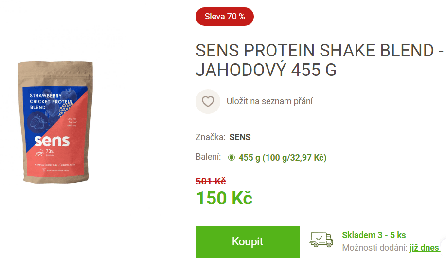Proteinový nápoj SENS jahodový 450 g