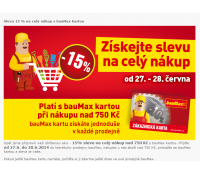 15% sleva na nákup nad 750 Kč v Baumaxu | Baumax