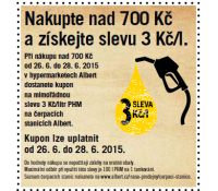 Sleva 3 Kč na benzín a naftu jen 26.-28.6. - super | Albert Hypermarket