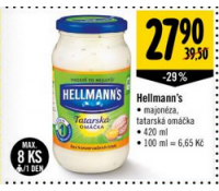 Hellmann´s tatarská omáčka a majolka 420 ml | Albert Hypermarket