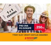 1+1 zdarma jízdenka po Evropě  | Regiojet